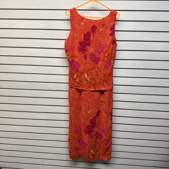 Vintage Sheri Martin Dress 14 Floral Maxi 100% Rayon Retro Summer Boho Chic - Picture 1 of 9